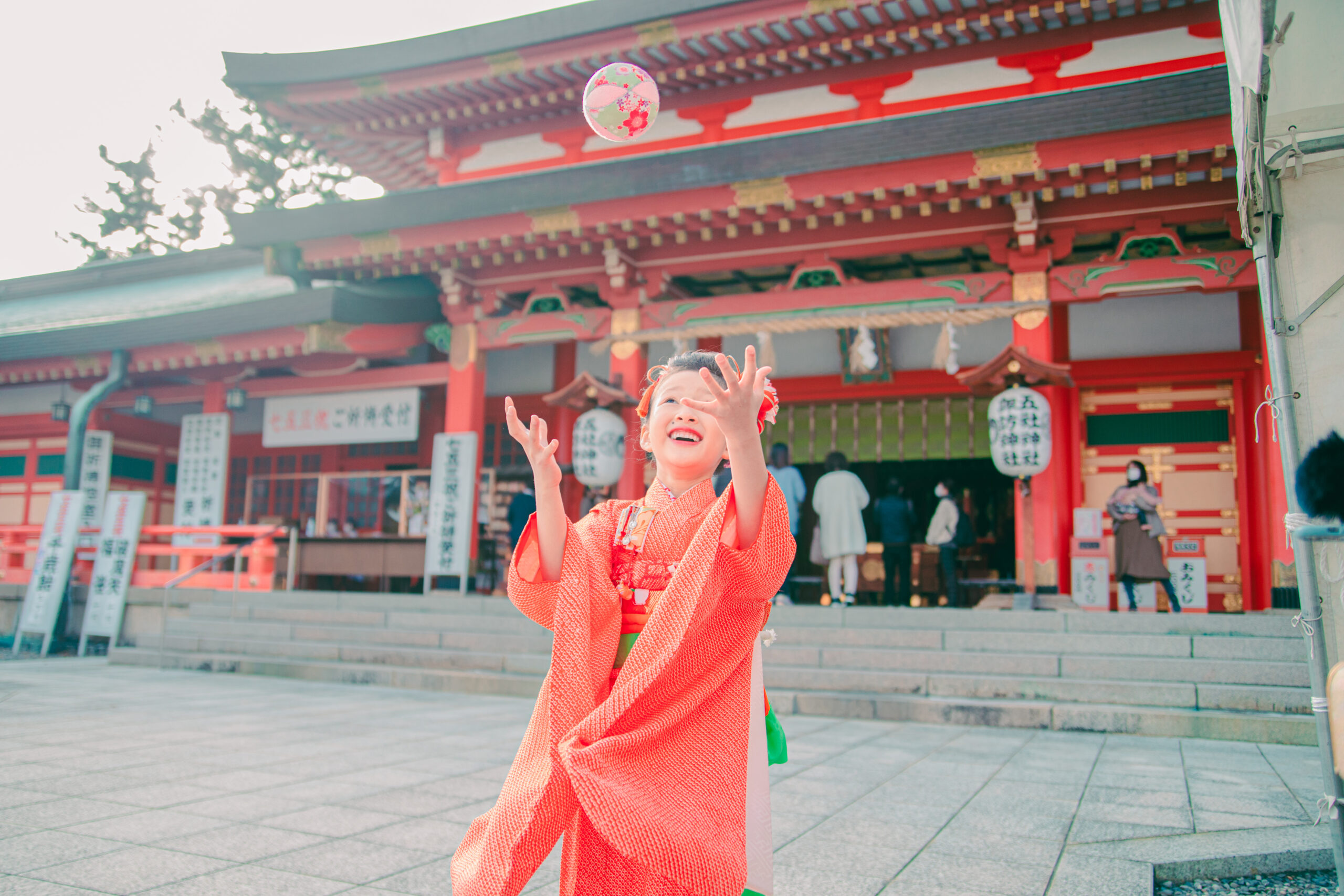 五社神社で七五三の出張撮影をしました
