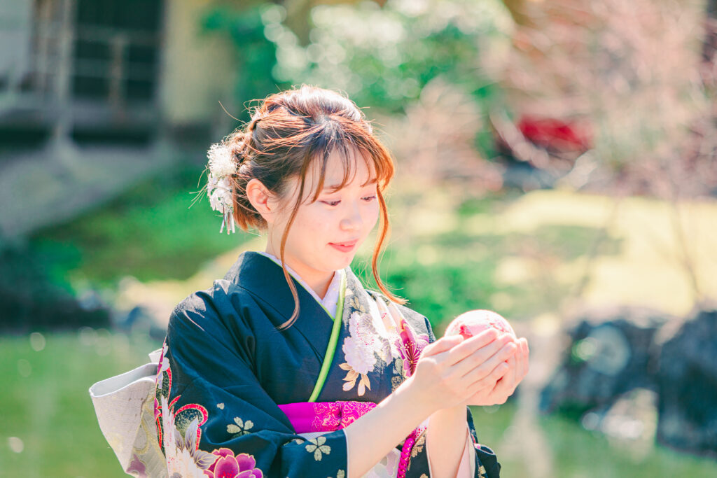 成人記念の写真in玉露の里